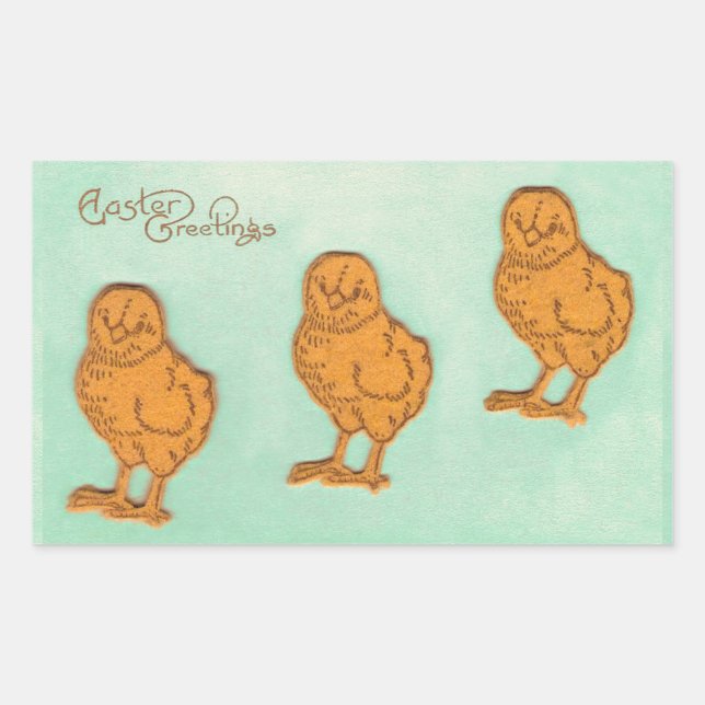 Ostergrüße Chicks Grün Rechteckiger Aufkleber (Vorderseite)