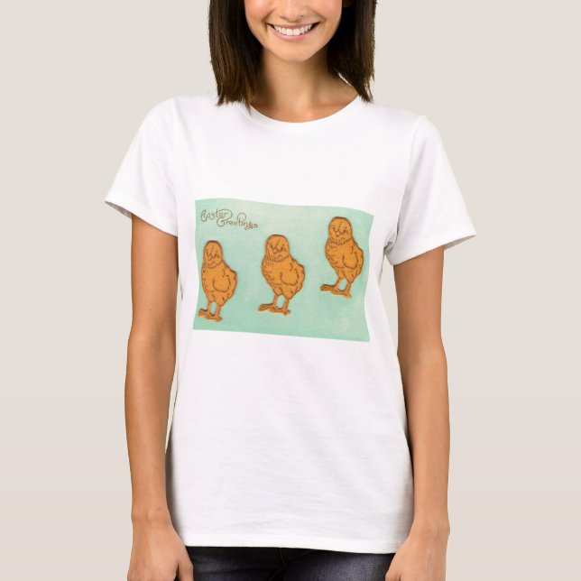 Ostergrüße Chicks Grün T-Shirt (Vorderseite)