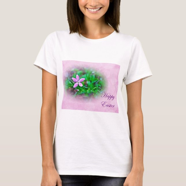Ostergrüße Deptford Pink Wildblume T-Shirt (Vorderseite)