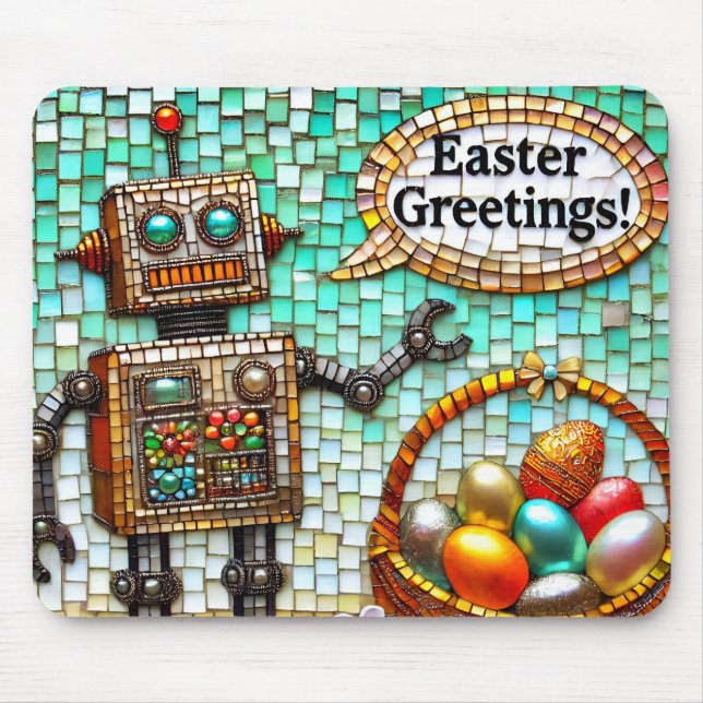 OSTERGRÜSSE DES ROBOTERS Eier ~  Mousepad (Vorne)