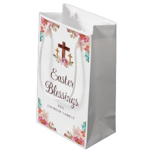 Ostergrüße Elegantes florales Kreuz  Kleine Geschenktüte