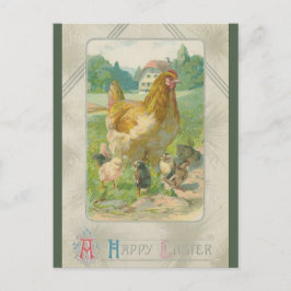 Ostergrüße mit alten Hühnern auf einem Bauernhof Postkarte