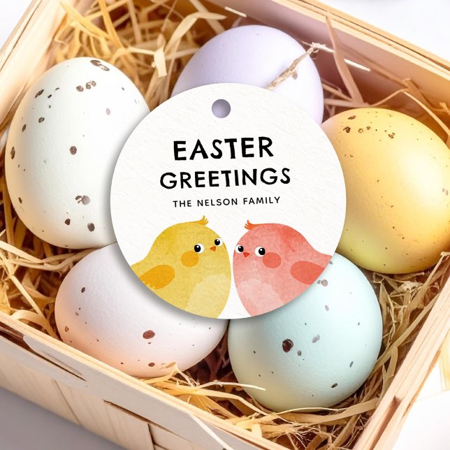 Ostergrüße mit zwei kleinen Hühnern Geschenkanhänger (Von Creator hochgeladen)