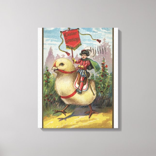 OstergrüßePrinz auf einem Kick Leinwanddruck (Vorderseite)