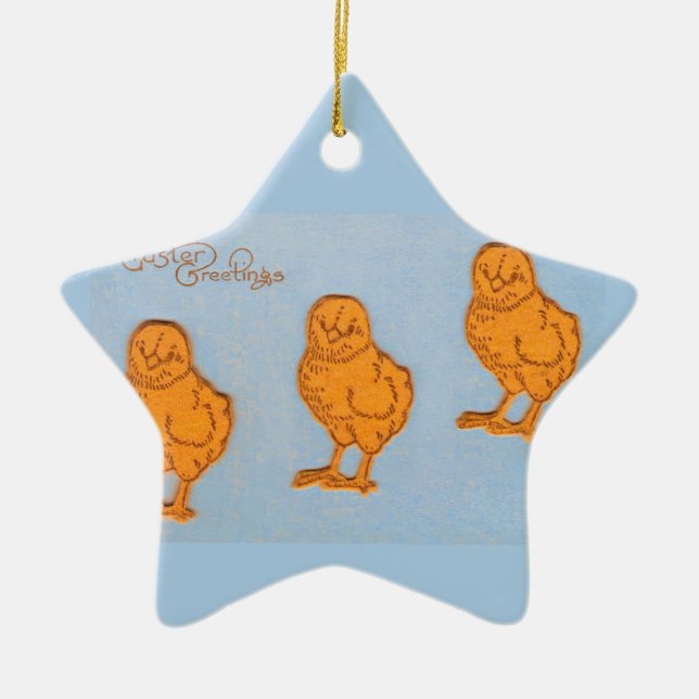Ostergrußstämme in Blau Keramik Ornament (Vorne)