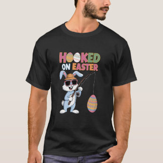 Osterhase Angeln Fangen Eier Spaß Urlaub Ostern T-Shirt