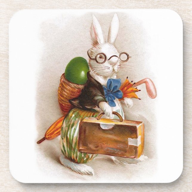Osterhase auf Ausflug Untersetzer (Vorderseite)