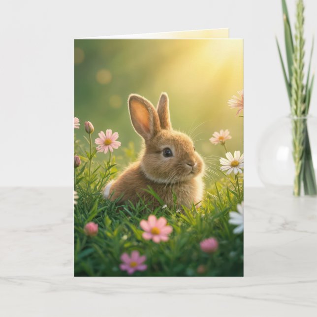 Osterhase auf der Frühjahrswiese Karte (Vorderseite)