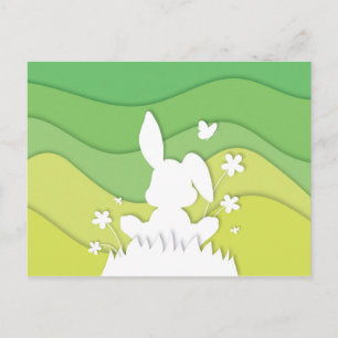 Osterhase auf der Wiese, glückliche Frühlingsnatur Postkarte