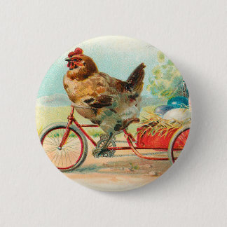 Osterhase auf einem Fahrrad reitend Osterei Button