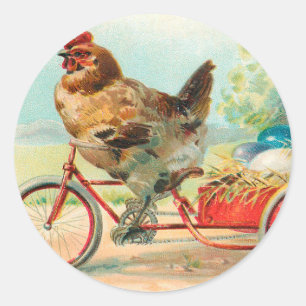 Osterhase auf einem Fahrrad reitend Osterei Runder Aufkleber