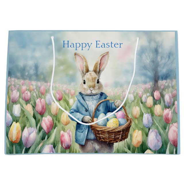 Osterhase auf einer Wiese Große Geschenktüte (Vorderseite)