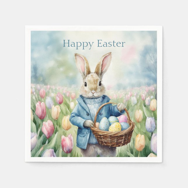 Osterhase auf einer Wiese Serviette (Vorderseite)