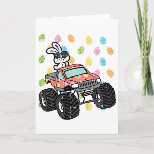 Osterhase auf Monstertruck Eier Kaninchen Kinder Karte