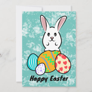 Osterhase auf Ostereiern