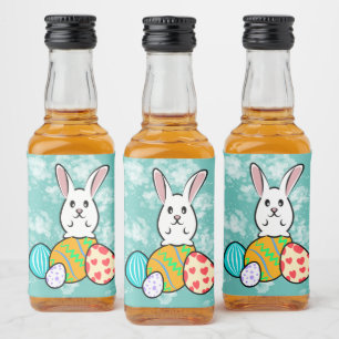 Osterhase auf Ostereiern Alkoholflaschenetikett