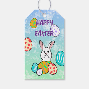 Osterhase auf Ostereiern Geschenkanhänger