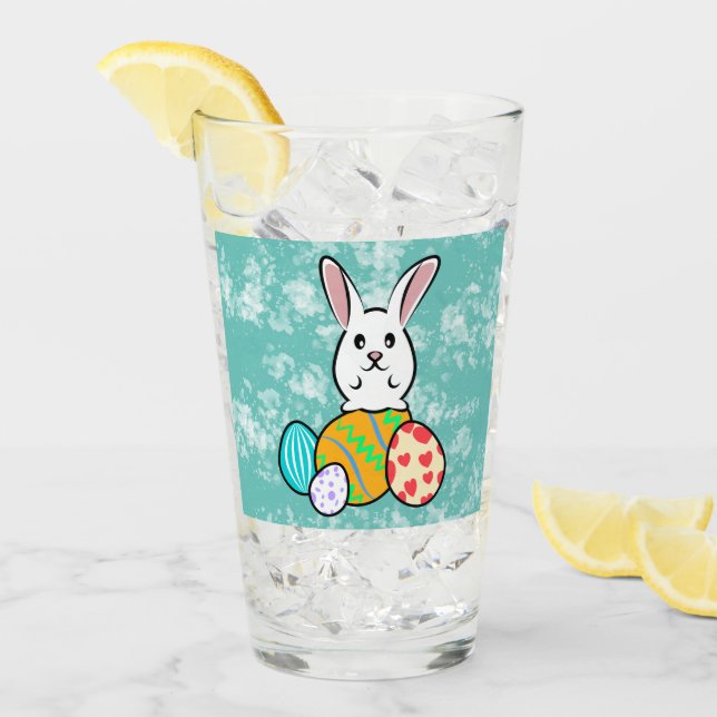 Osterhase auf Ostereiern Glas (Vorderseite Ice)
