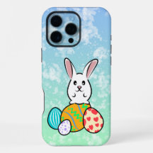 Osterhase auf Ostereiern