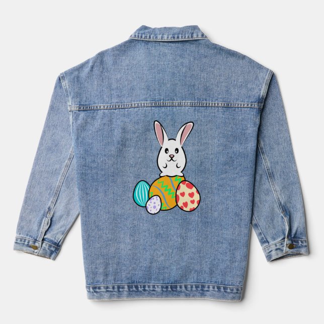 Osterhase auf Ostereiern Jeansjacke (Rückseite)