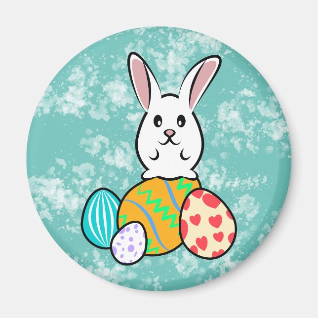 Osterhase auf Ostereiern Magnet (Vorne)