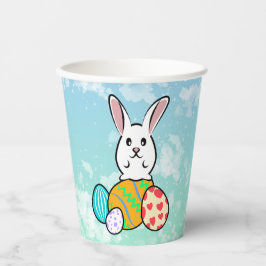 Osterhase auf Ostereiern Pappbecher