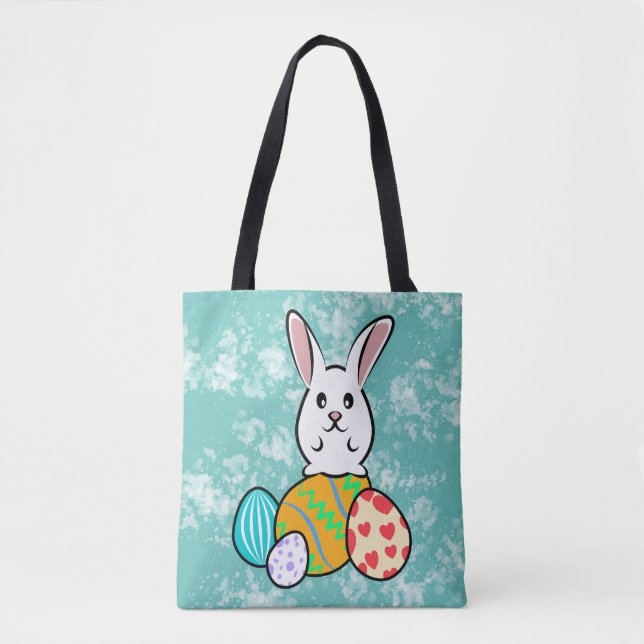Osterhase auf Ostereiern Tasche (Vorderseite)