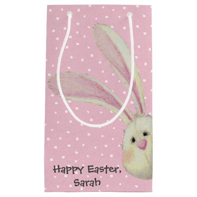 Osterhase auf Polka Dots Kleine Geschenktüte (Vorderseite)