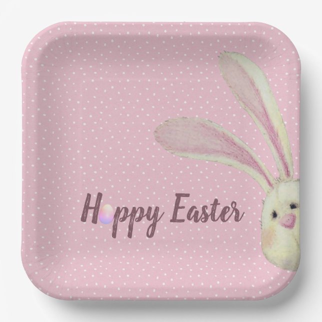Osterhase auf Polka Dots Pappteller (Vorderseite)