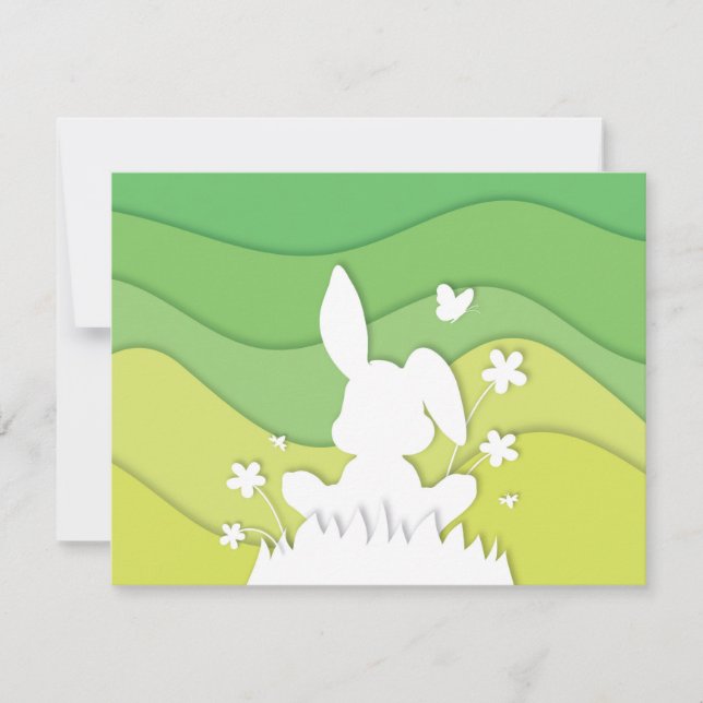 Osterhase auf Wiese, Frühlingsferien Feiertagskarte (Vorderseite)