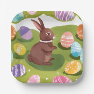 Osterhase aus Schokolade   Süße Frühlings-Pastell- Pappteller