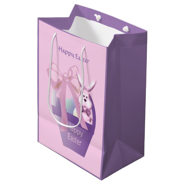 Osterhase Basket Girl Med Mittlere Geschenktüte (Vorderseite Schrägansicht)