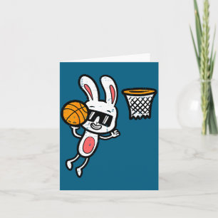 Osterhase Basketball Dunk Sport Jungen Kinder Klei Karte