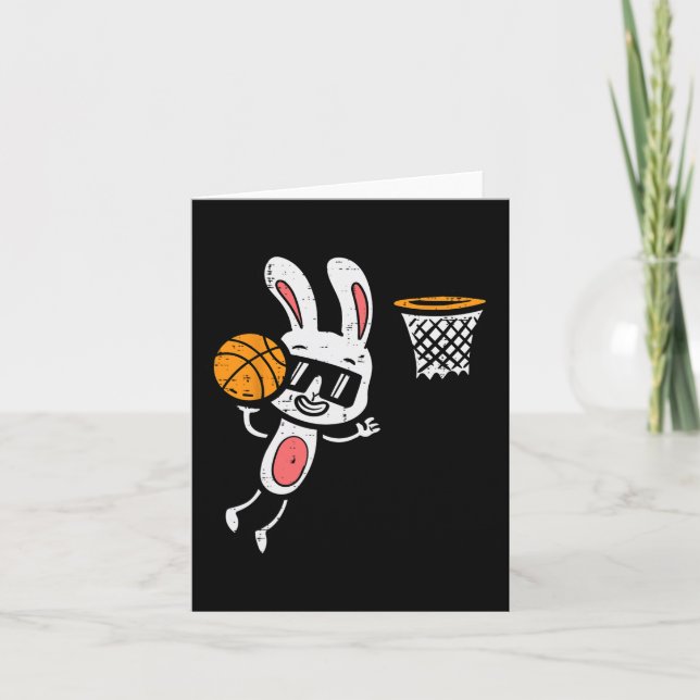 Osterhase Basketball Dunk Sportboote Kinder Todd Karte (Vorderseite)