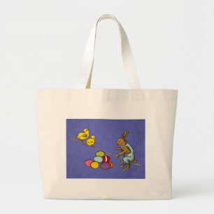 Osterhase bebrütet Eier Illustration Jumbo Stoffbeutel