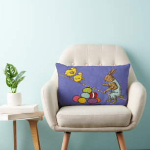 Osterhase bebrütet Eier Illustration Lendenkissen