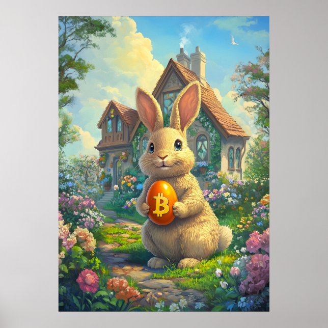 Osterhase Bitcoin Kaninchen-Hole-Poster Poster (Vorne)