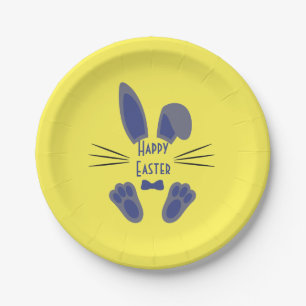 Osterhase Blau und Gelb Pappteller