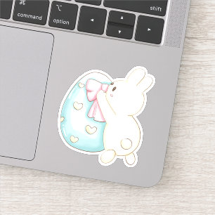 Osterhase Blauer Ei Niedlich Vinyl Aufkleber
