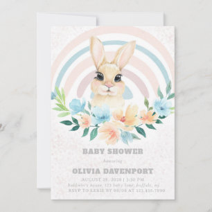 Osterhase Boho Regenbogen Mädchen Baby Shower Einladung