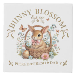 Osterhase Bunny Blossom im Blumenkorb Künstlicher Leinwanddruck