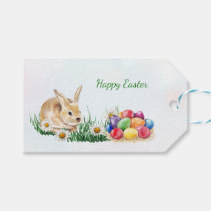 Osterhase, bunte Eier und Gänseblümchen Geschenkanhänger