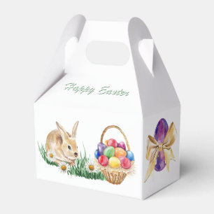 Osterhase, bunte Eier und Gänseblümchen Geschenkschachtel
