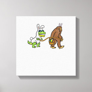 Osterhase Dino Bigfoot Sasquatch Trex Männer Junge Leinwanddruck
