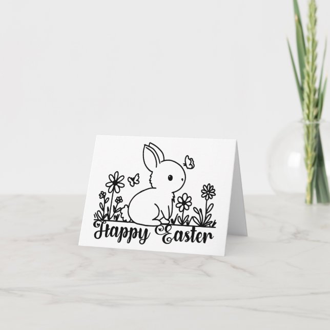 Osterhase Doodle Feiertagskarte (Vorderseite)