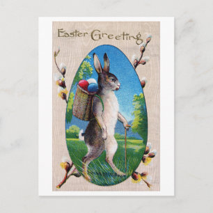 Osterhase Ei im Vintage-Stil Postkarte