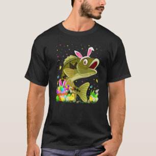 Osterhase Ei Jagd Gestreifter Bass Fisch Ostern T-Shirt