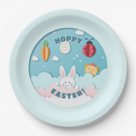 Osterhase, Ei, Karotten & Ladybug Ausschnitt Papie Pappteller