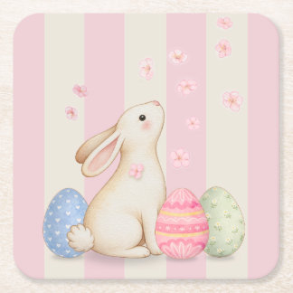 Osterhase & Eier Streifen Quadratisches Papier Co Rechteckiger Pappuntersetzer