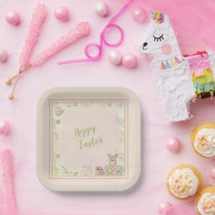 Osterhase, Eier und Blume Ostern Pappteller